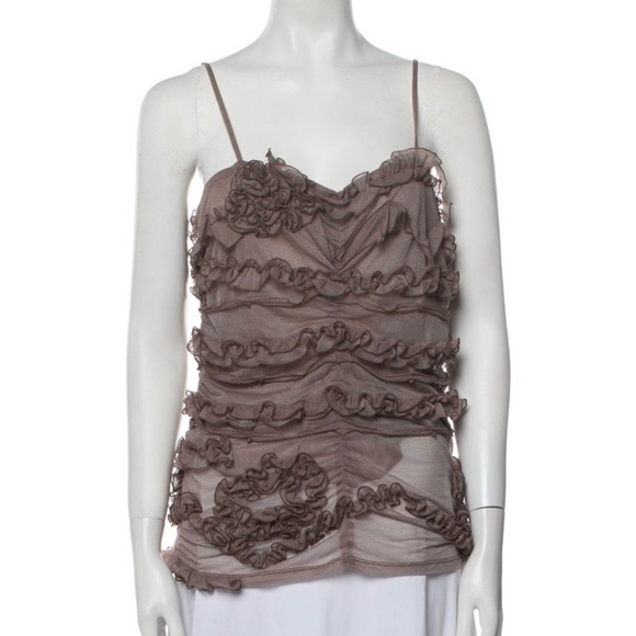 Marc Jacobs Tops - Marc Jacobs Brown Ruffle Camisole